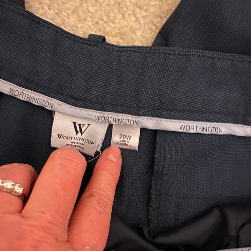 Navy check dress slacks